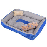 Washable Pet Floppy Comfy Plush Rim Cushion Nonslip Bottom Dog House With Blanket