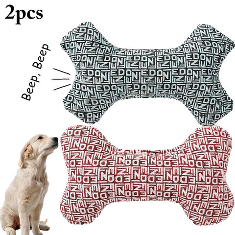 2 Pieces Creative Bone Shape Squeaky Bite Resistant Dog Toy