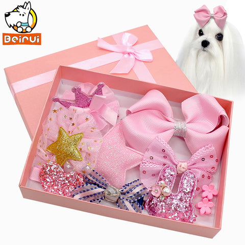 9 Pieces Dog Pink Hair Clips