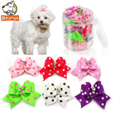 20/50/100 Pieces Cute Diamond Dot Dog Hair Bows