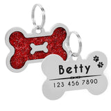 Glitter Personalized Dog ID Tag Customized Bone Shape