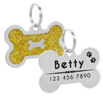 Glitter Personalized Dog ID Tag Customized Bone Shape