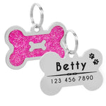 Glitter Personalized Dog ID Tag Customized Bone Shape