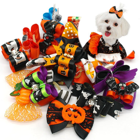 20 Pieces Dog Halloween Hair Bows