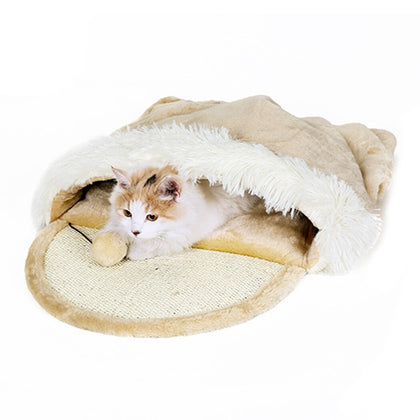 Multi function Dual-Use Breathable Soft Plush Cat Scratching Bed